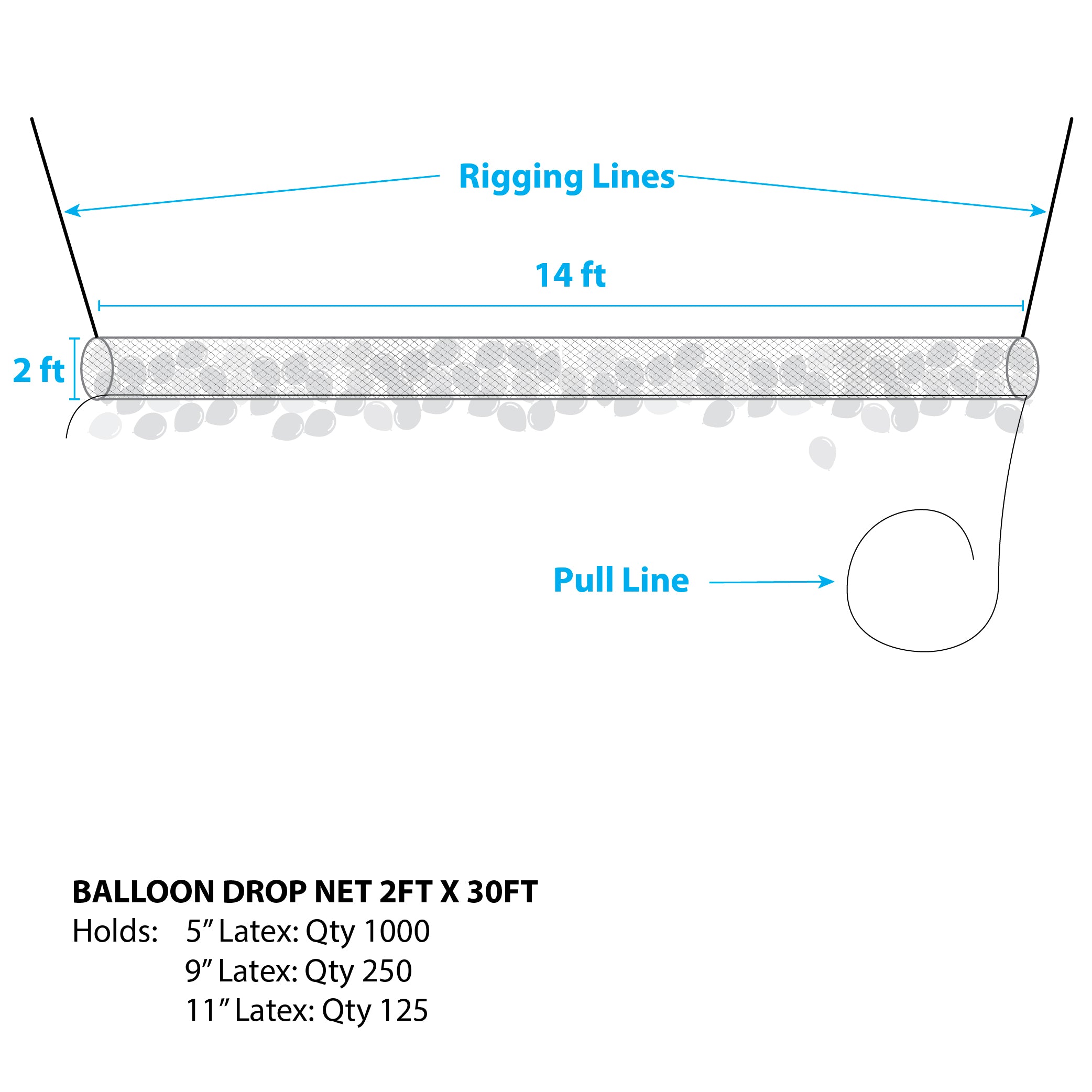 Balloon Drop Nets - Silver Rainbow