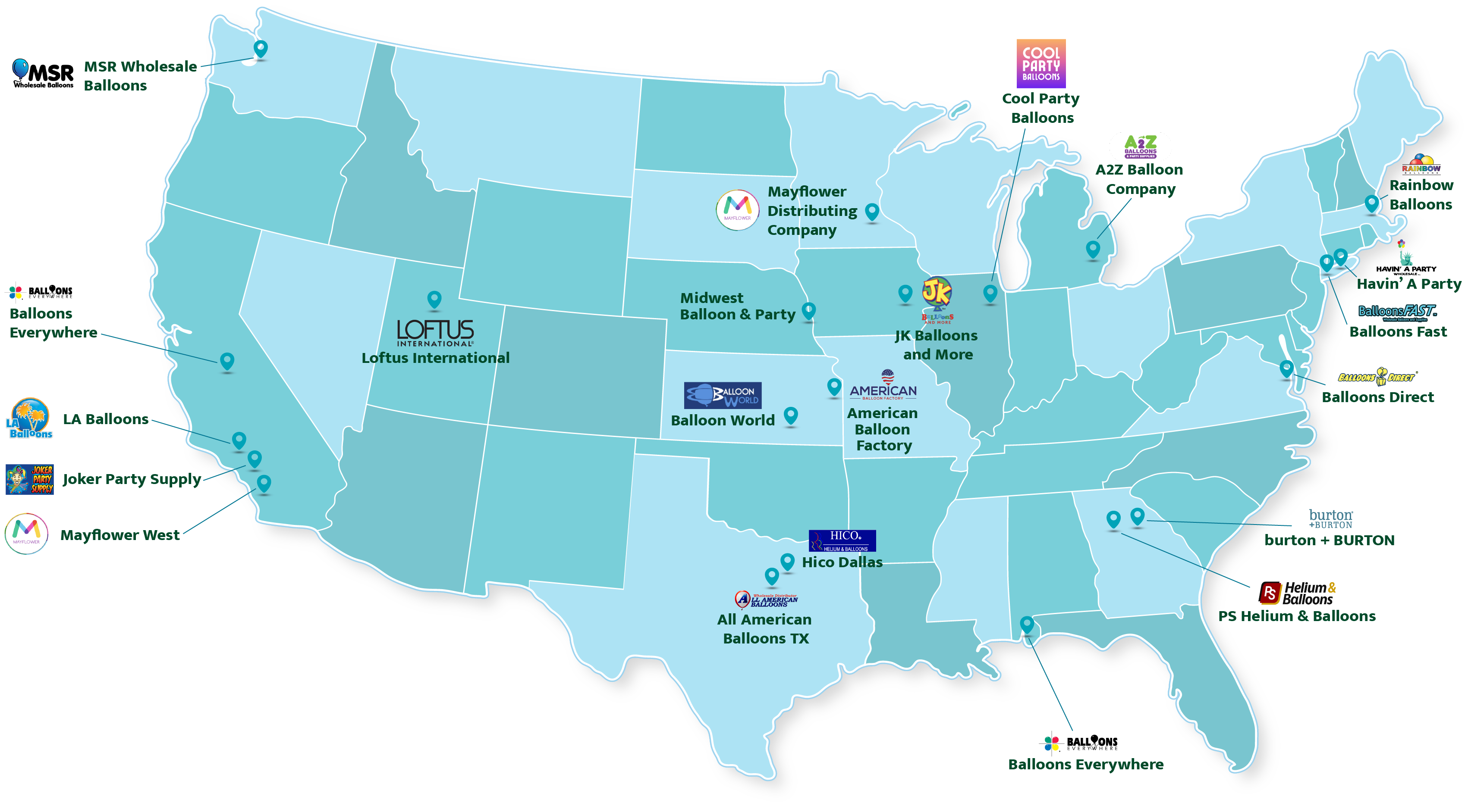 US Map of Distributors